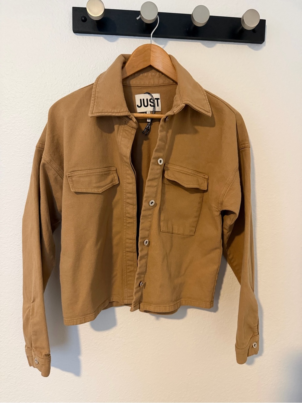 Just female USA Cropped Utility Jacket in Tan